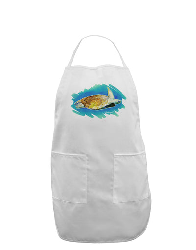 Turtle Watercolor Adult Apron-Bib Apron-TooLoud-White-One-Size-Davson Sales