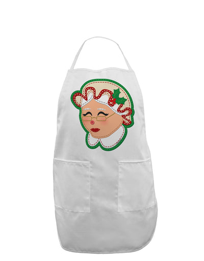 Cute Mrs Claus Face Faux Applique Adult Apron-Bib Apron-TooLoud-White-One-Size-Davson Sales