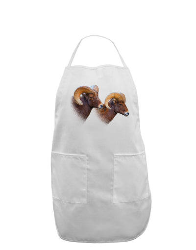 TooLoud Two Majestic Bighorn Rams Adult Apron-Bib Apron-TooLoud-White-One-Size-Davson Sales