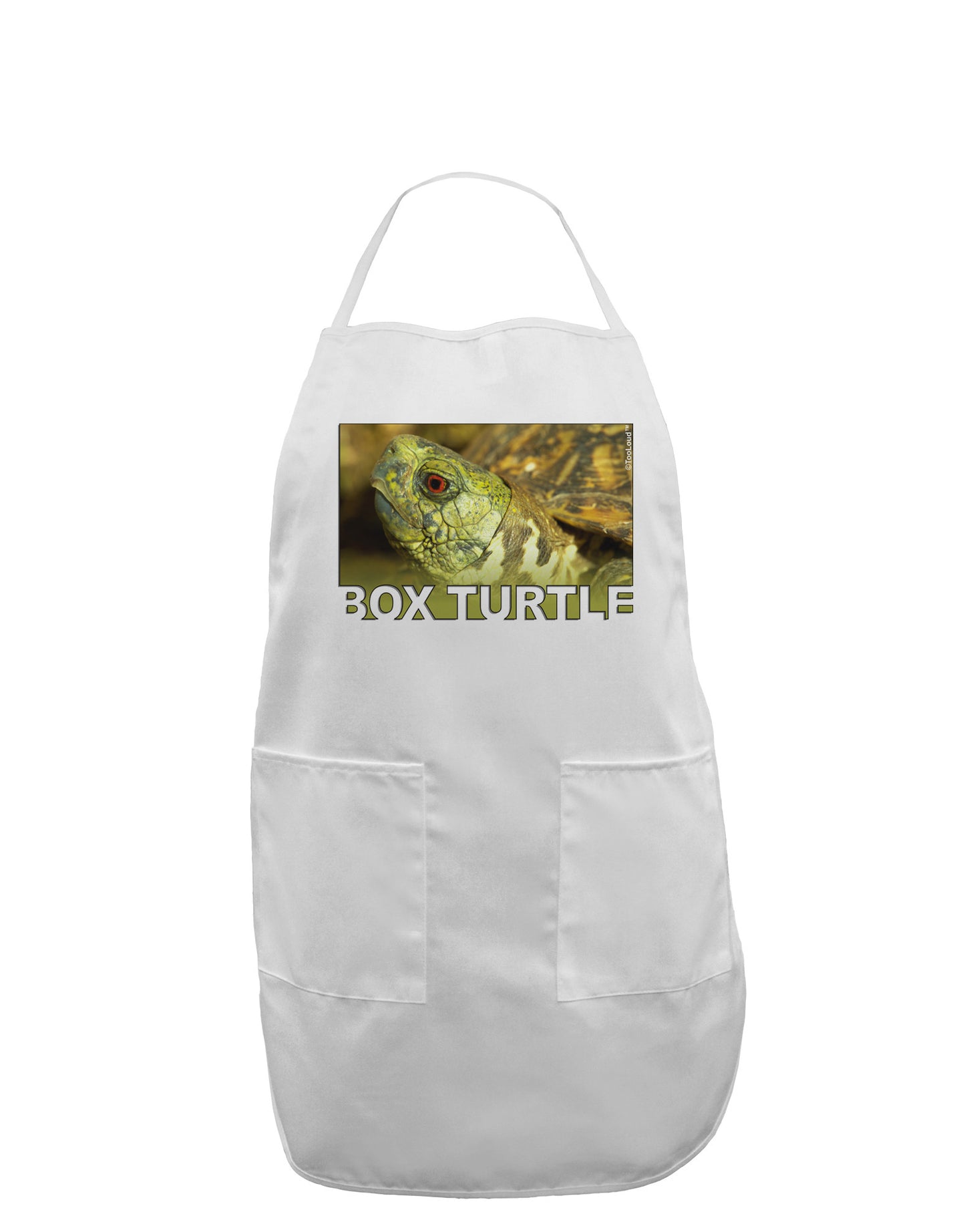 Menacing Turtle with Text Adult Apron-Bib Apron-TooLoud-White-One-Size-Davson Sales