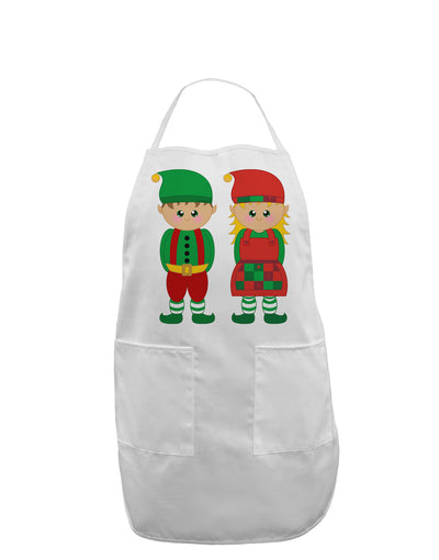 Cute Elf Couple Christmas Adult Apron-Bib Apron-TooLoud-White-One-Size-Davson Sales