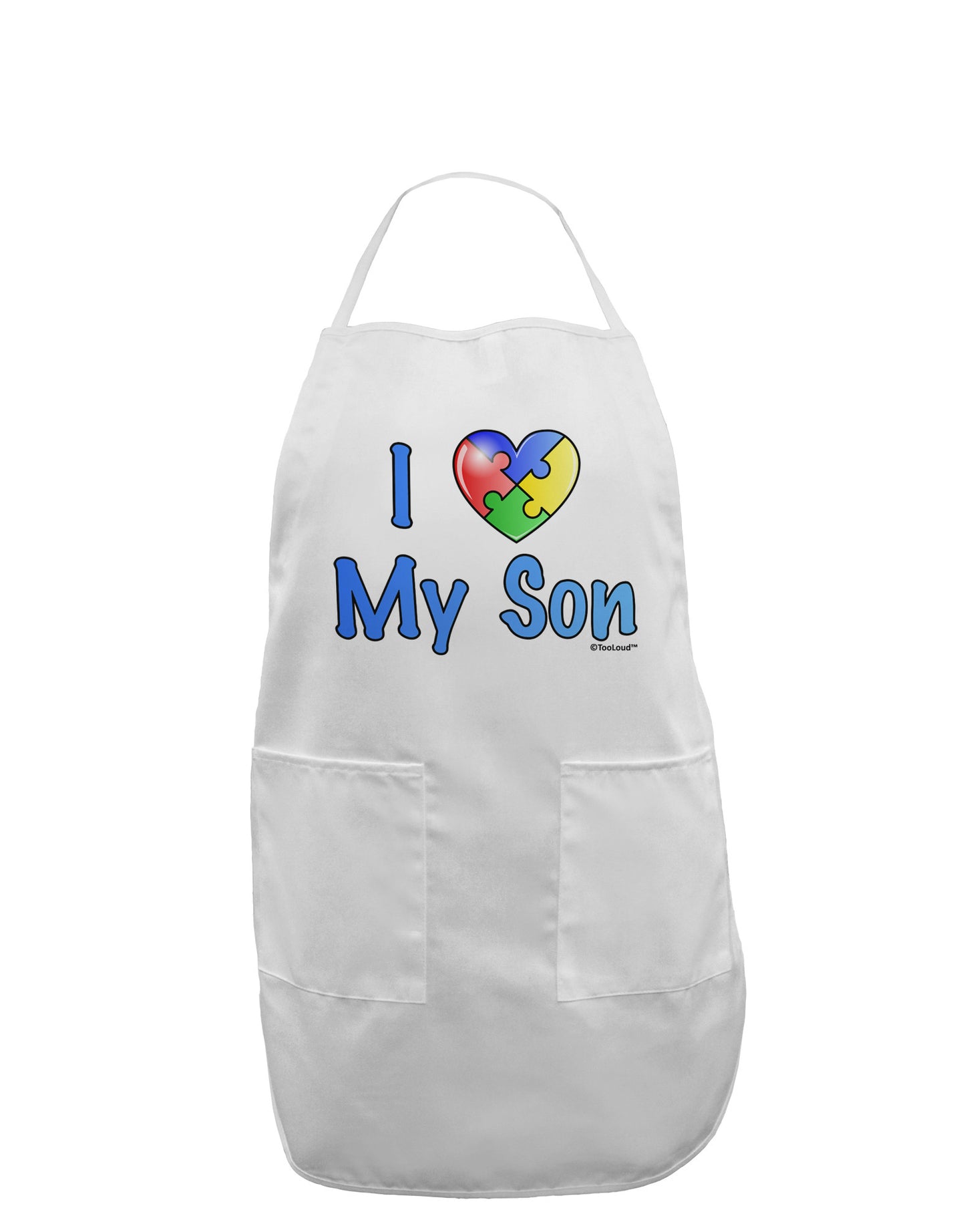 I Heart My Son - Autism Awareness Adult Apron by TooLoud-Bib Apron-TooLoud-White-One-Size-Davson Sales
