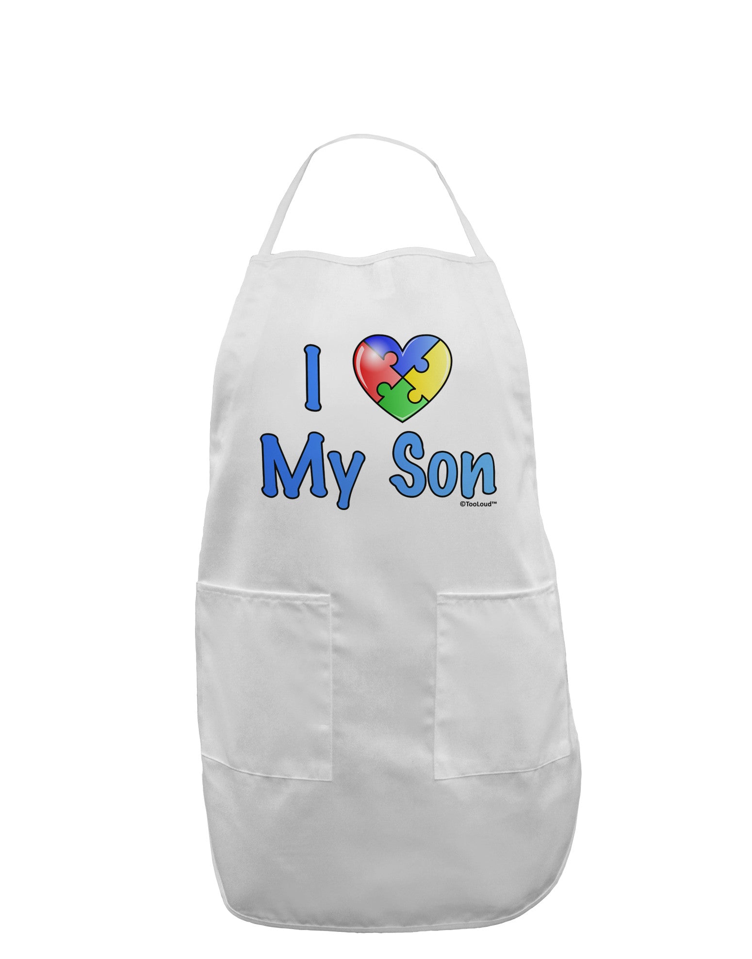 I Heart My Son - Autism Awareness Adult Apron by TooLoud-Bib Apron-TooLoud-White-One-Size-Davson Sales