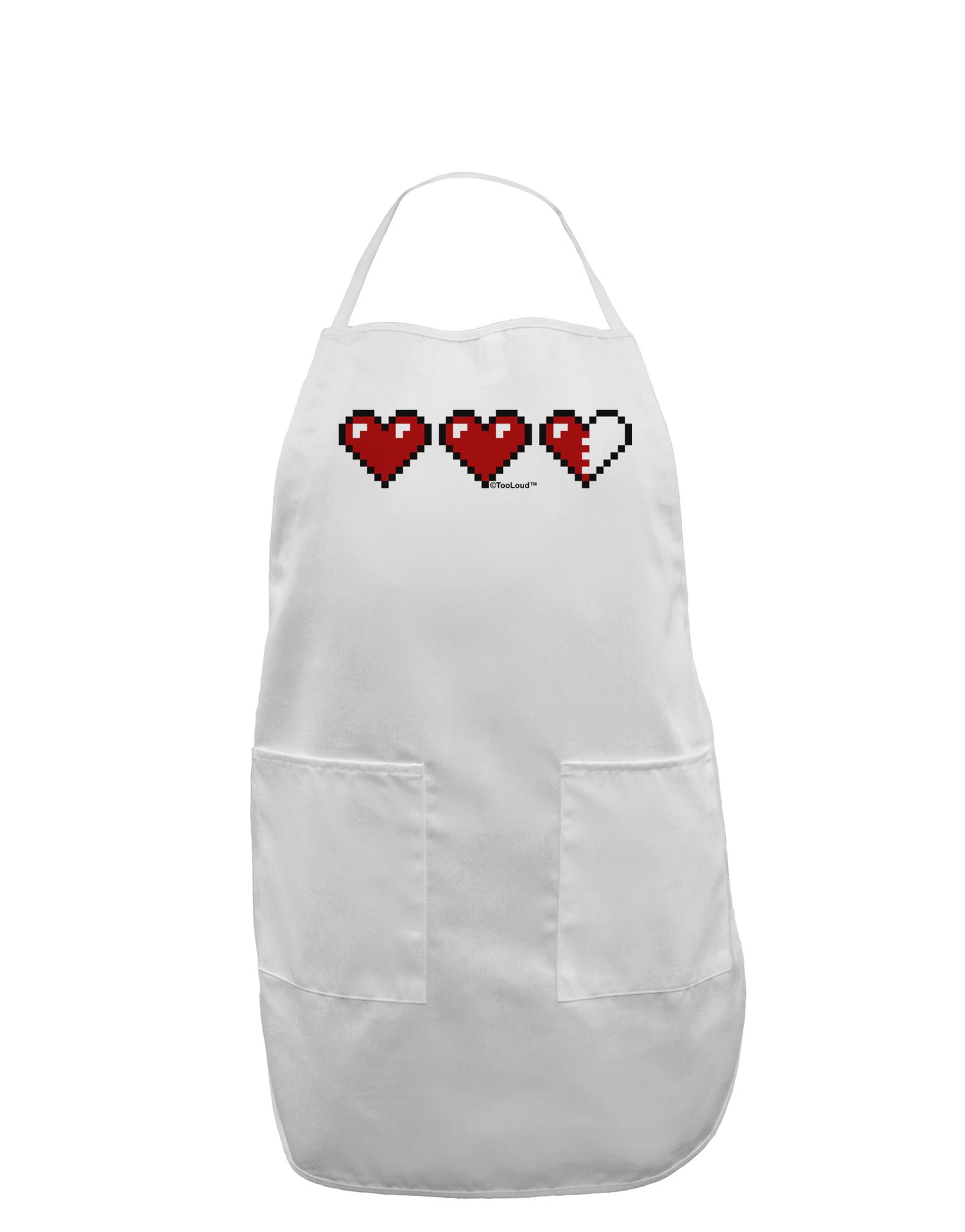 Couples Pixel Heart Life Bar - Left Adult Apron by TooLoud-Bib Apron-TooLoud-White-One-Size-Davson Sales