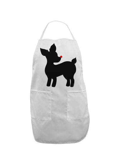 Cute Rudolph Silhouette - Christmas Adult Apron by TooLoud-Bib Apron-TooLoud-White-One-Size-Davson Sales