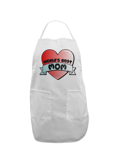 World's Best Mom - Heart Banner Design Adult Apron by TooLoud-Bib Apron-TooLoud-White-One-Size-Davson Sales