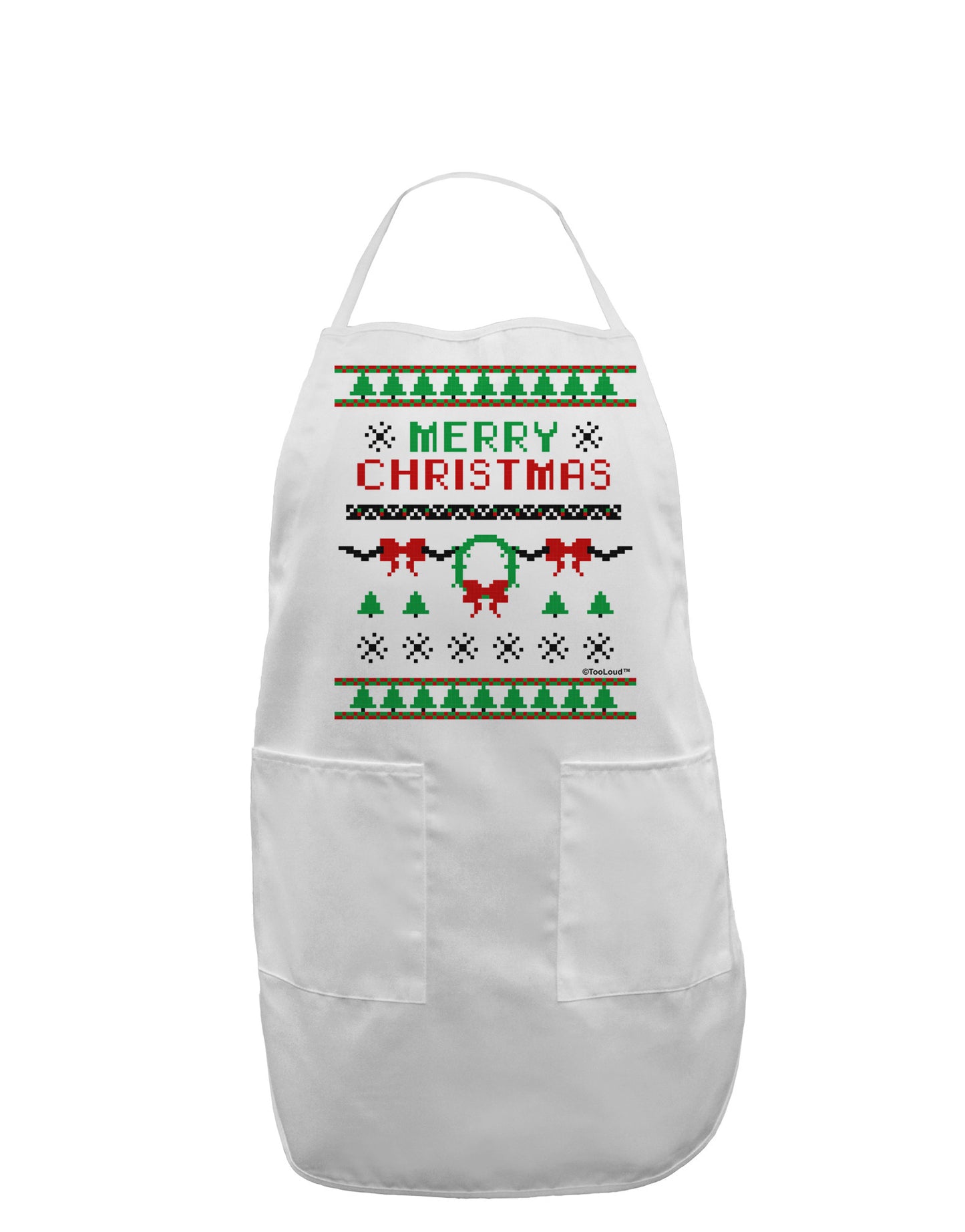 Merry Christmas Ugly Christmas Sweater Adult Apron-Bib Apron-TooLoud-White-One-Size-Davson Sales