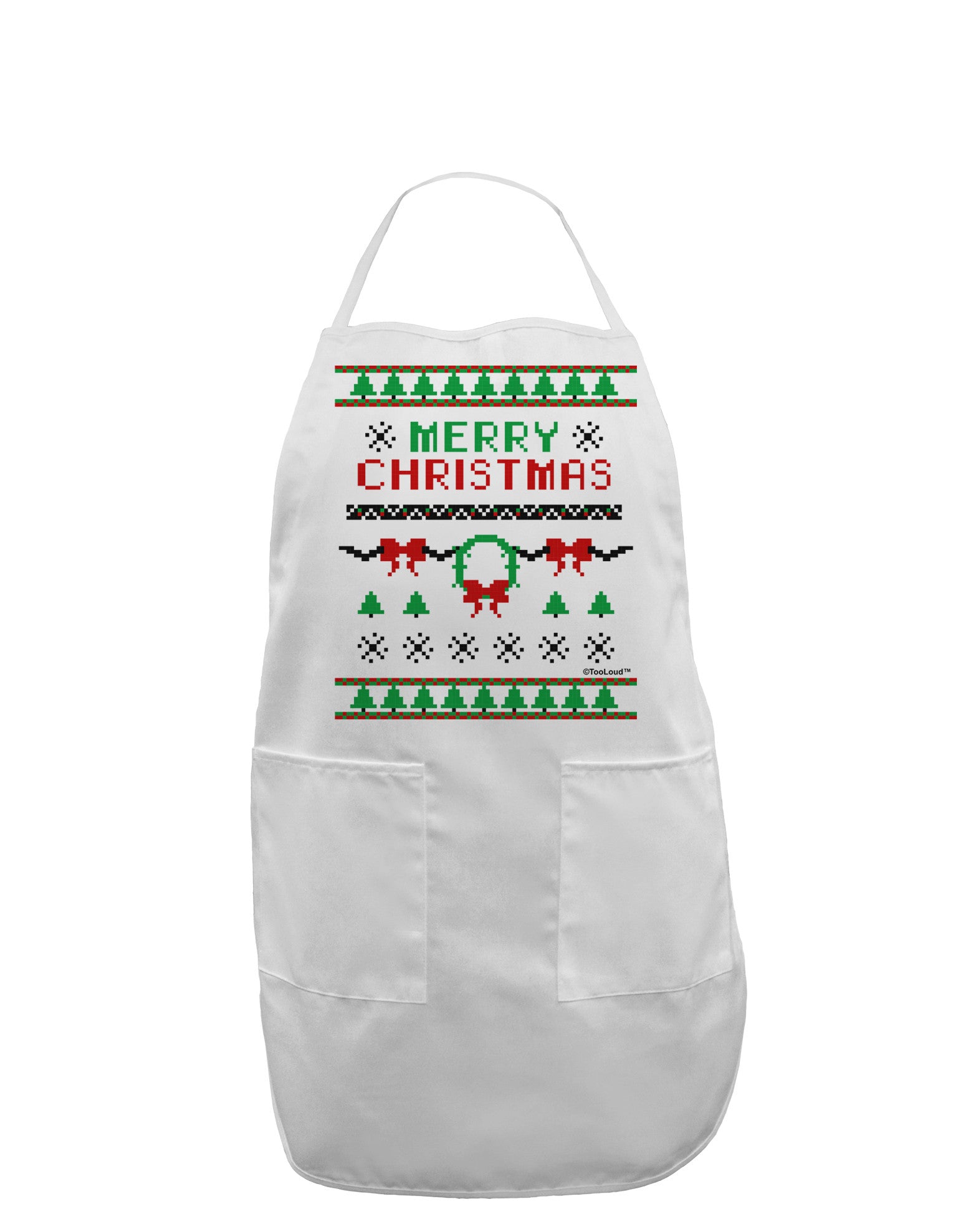 Merry Christmas Ugly Christmas Sweater Adult Apron-Bib Apron-TooLoud-White-One-Size-Davson Sales