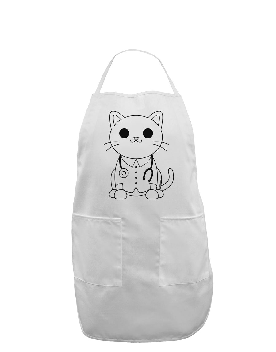 Cat Doctor Coloring Book Style Adult Apron-Bib Apron-TooLoud-White-One-Size-Davson Sales