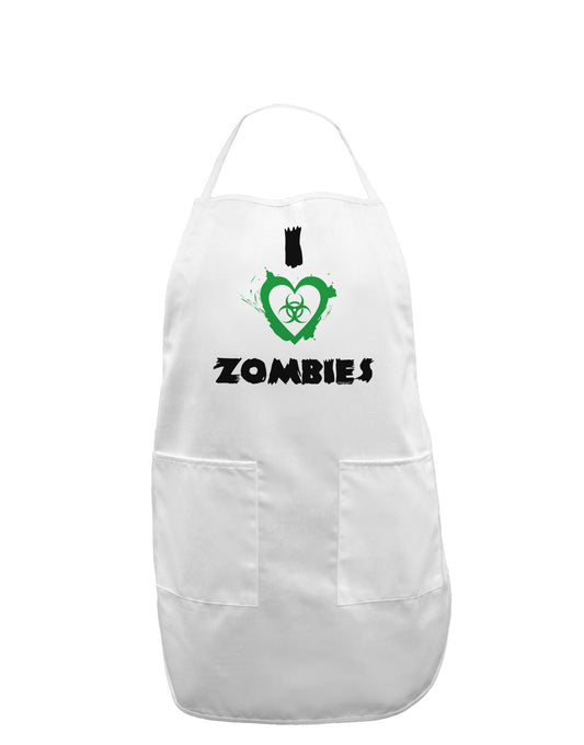 I Heart Zombies - Bio Hazard Heart Green Adult Apron-Bib Apron-TooLoud-White-One-Size-Davson Sales