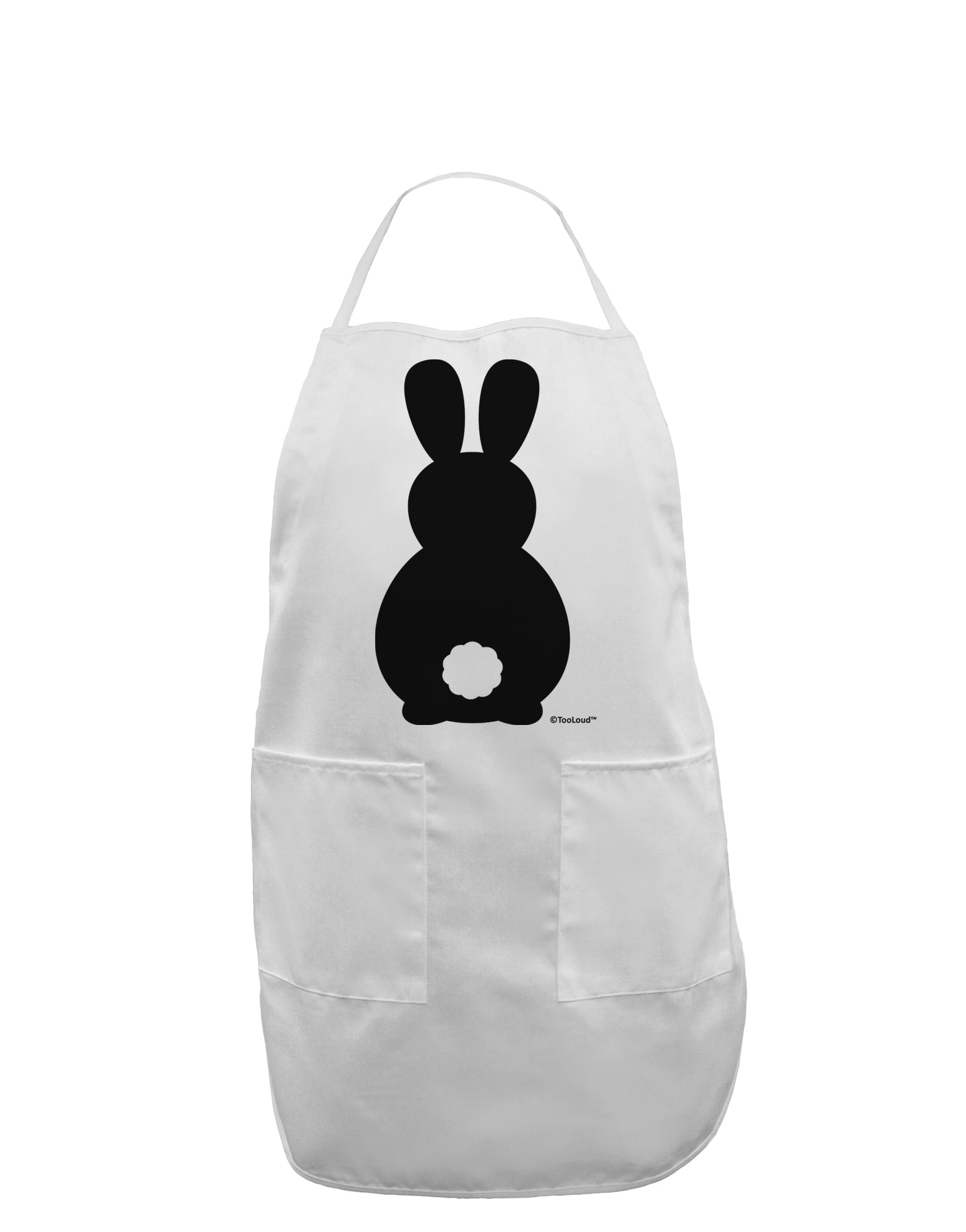 Cute Bunny Silhouette with Tail Adult Apron by TooLoud-Bib Apron-TooLoud-White-One-Size-Davson Sales