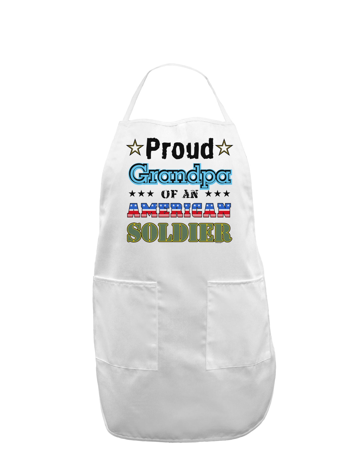 Proud Grandpa of an American Soldier Adult Apron-Bib Apron-TooLoud-White-One-Size-Davson Sales