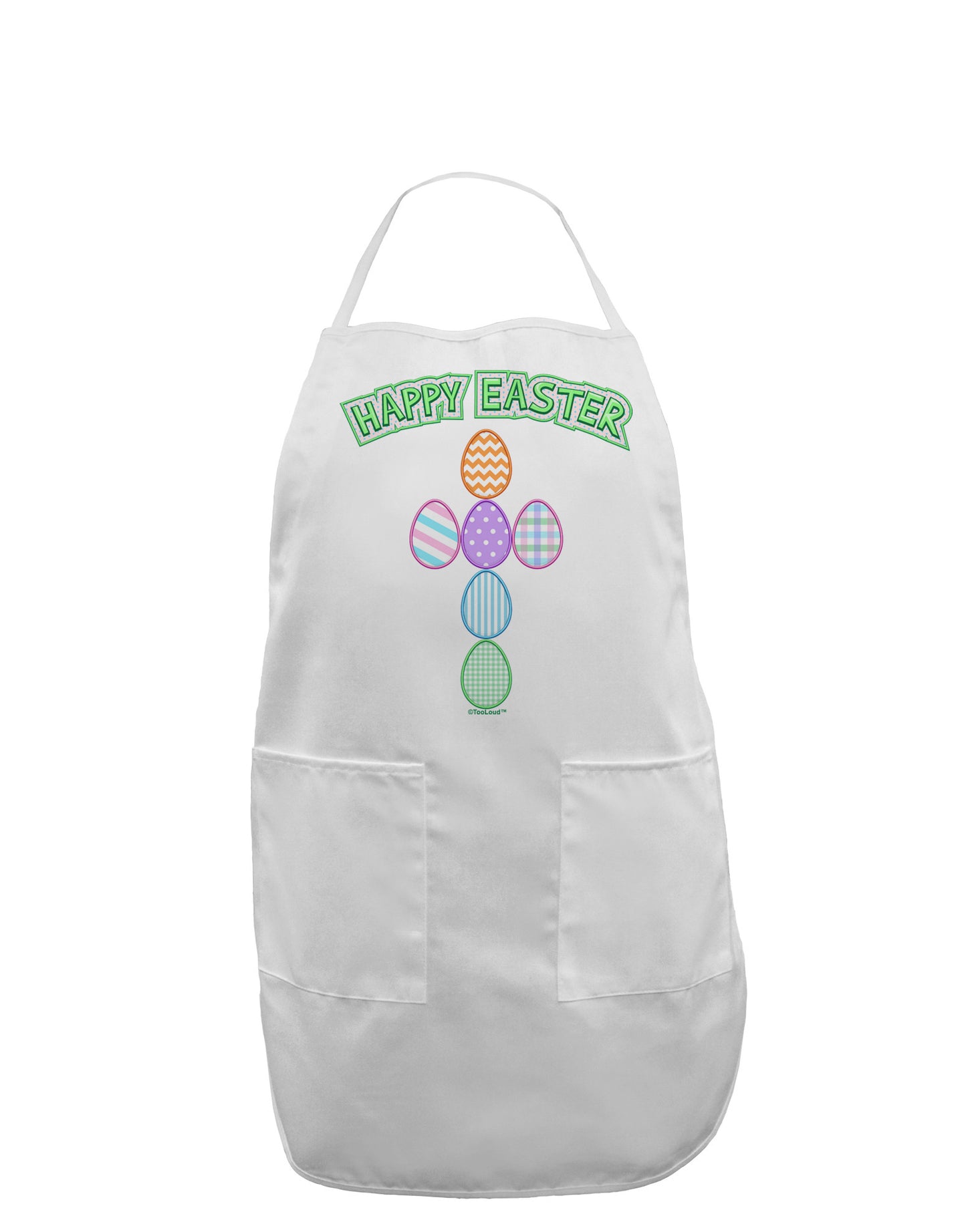 Happy Easter Egg Cross Faux Applique Adult Apron-Bib Apron-TooLoud-White-One-Size-Davson Sales
