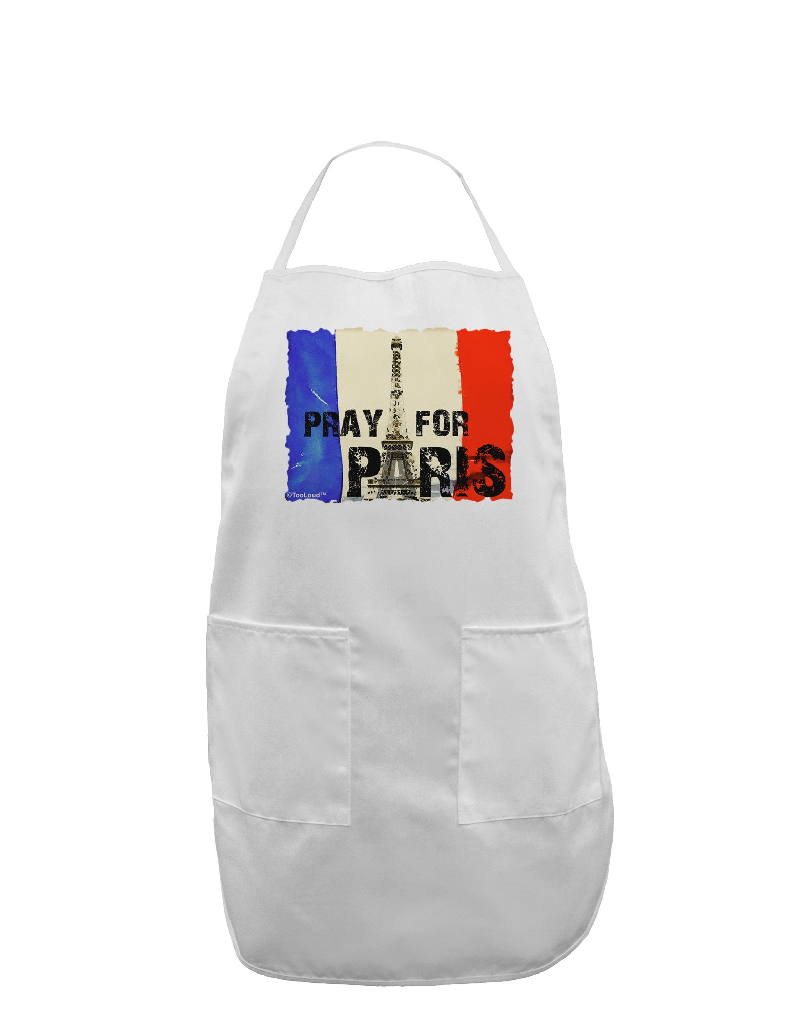 Pray For Paris Watercolor Adult Apron-Bib Apron-TooLoud-White-One-Size-Davson Sales