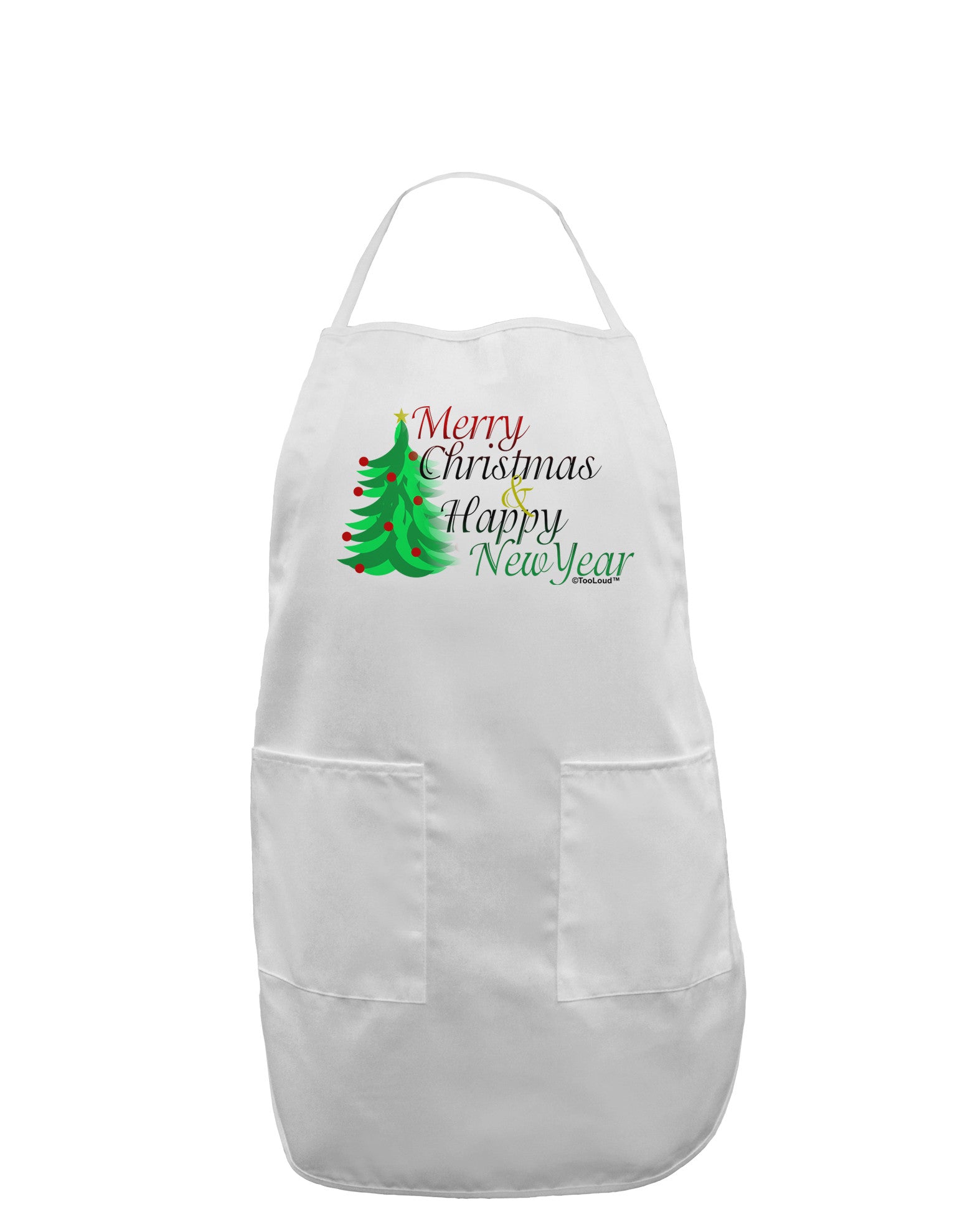 Merry Christmas & Happy New Year Adult Apron-Bib Apron-TooLoud-White-One-Size-Davson Sales