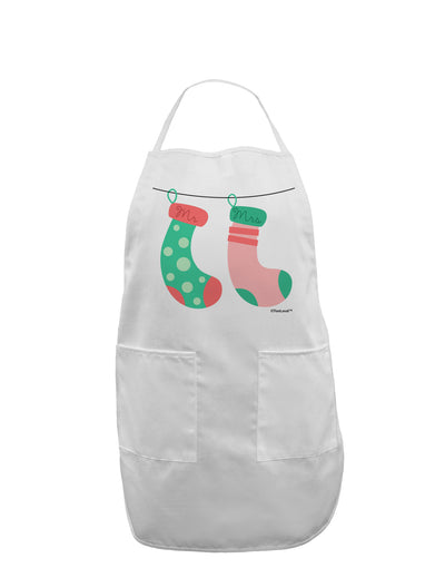 Cute Mr and Mrs Christmas Couple Stockings Adult Apron by TooLoud-Bib Apron-TooLoud-White-One-Size-Davson Sales