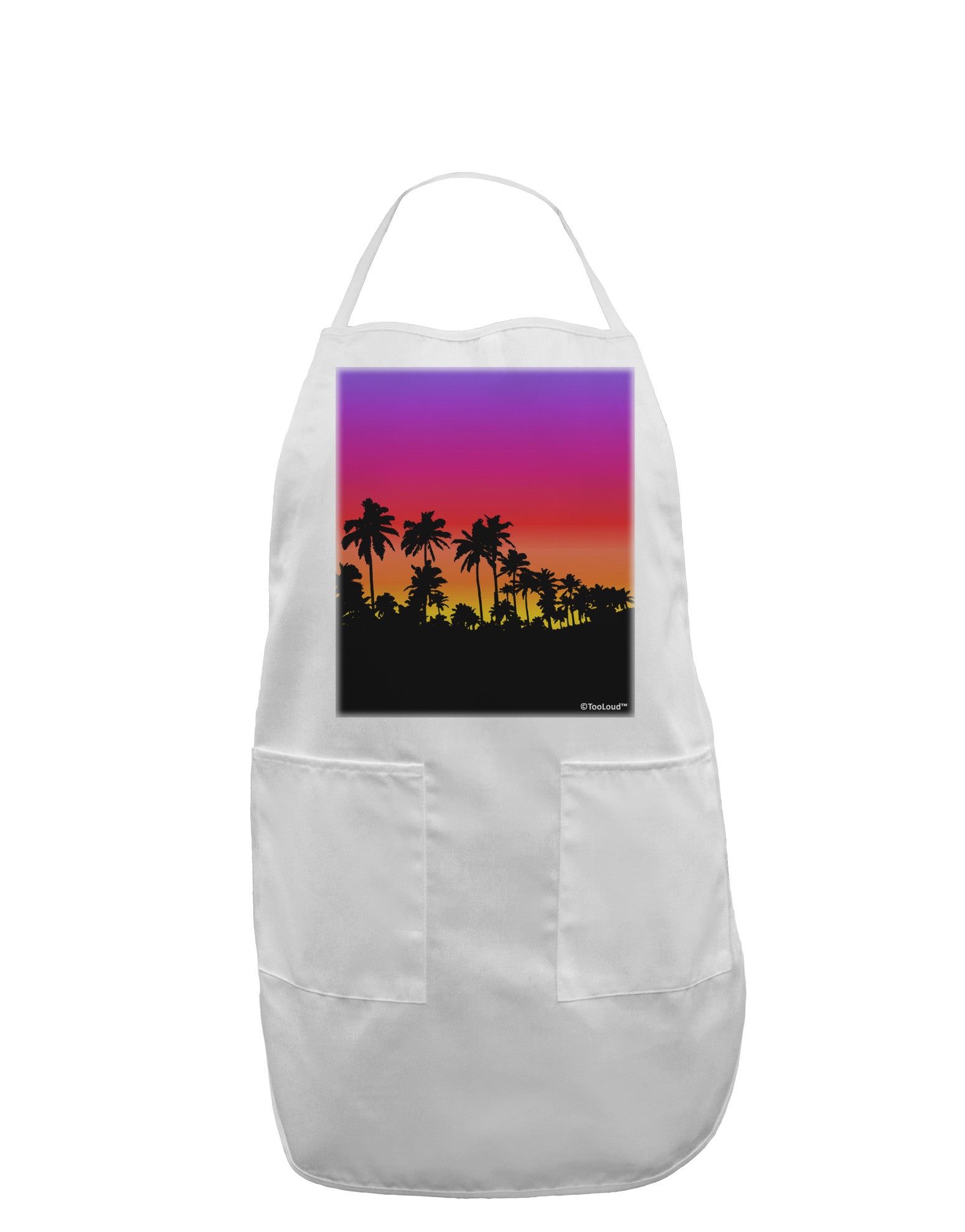 Palm Trees and Sunset Design Adult Apron by TooLoud-Bib Apron-TooLoud-White-One-Size-Davson Sales