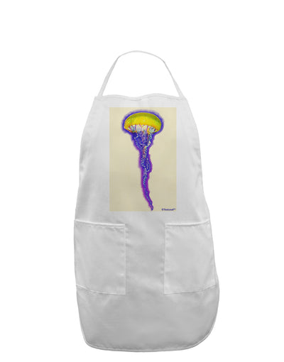 Jellyfish Outlined in Purple Watercolor Adult Apron-Bib Apron-TooLoud-White-One-Size-Davson Sales