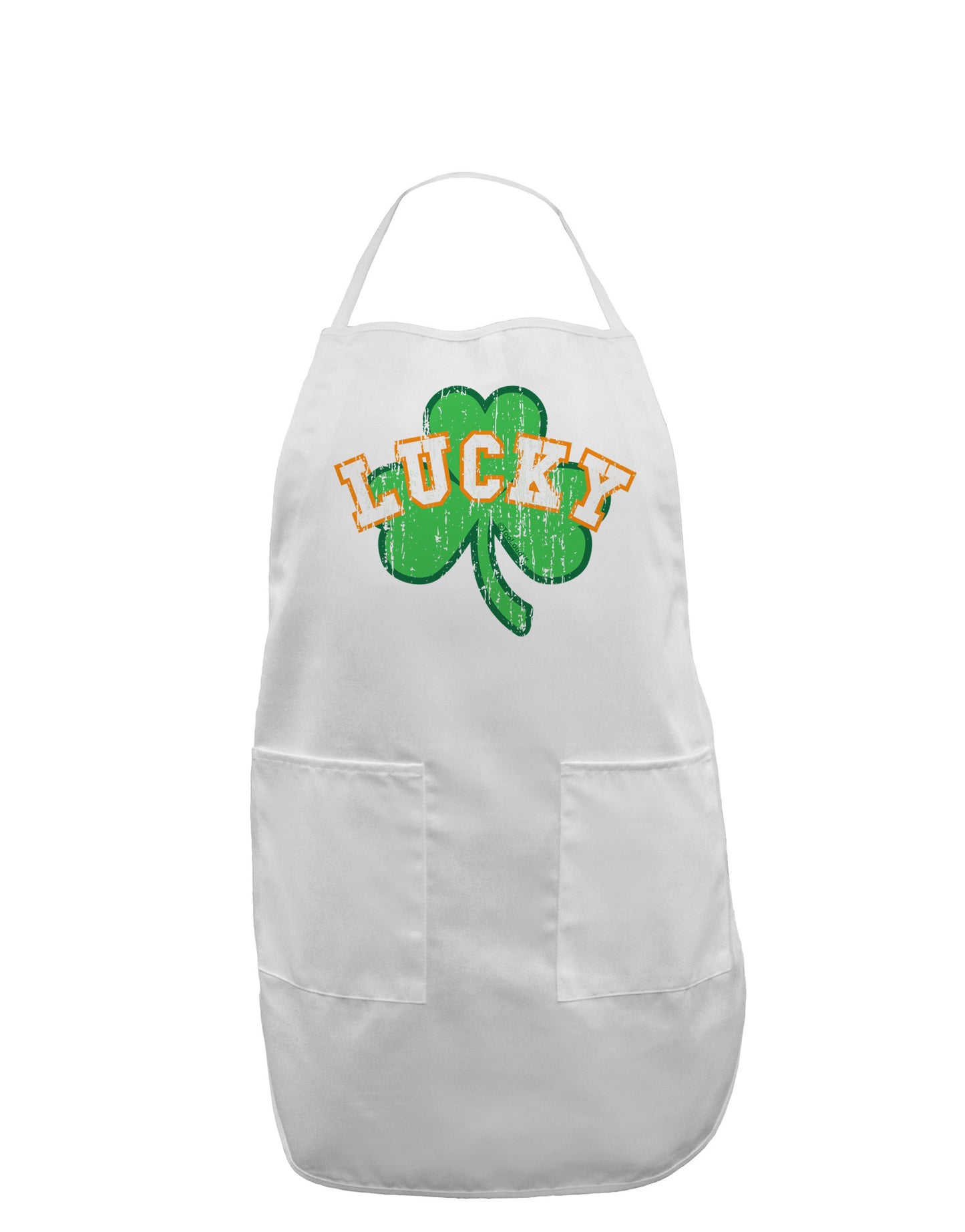 Lucky Shamrock Design Distressed Adult Apron by TooLoud-Bib Apron-TooLoud-White-One-Size-Davson Sales
