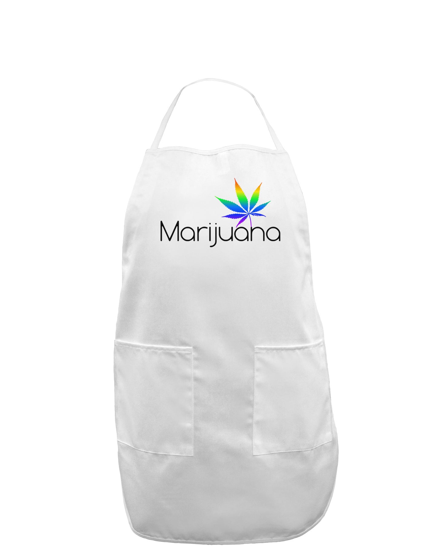 Marijuana Text and Leaf - Rainbow Adult Apron-Bib Apron-TooLoud-White-One-Size-Davson Sales