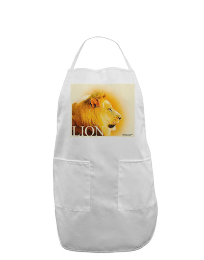 Lion Watercolor 3 Text Adult Apron-Bib Apron-TooLoud-White-One-Size-Davson Sales