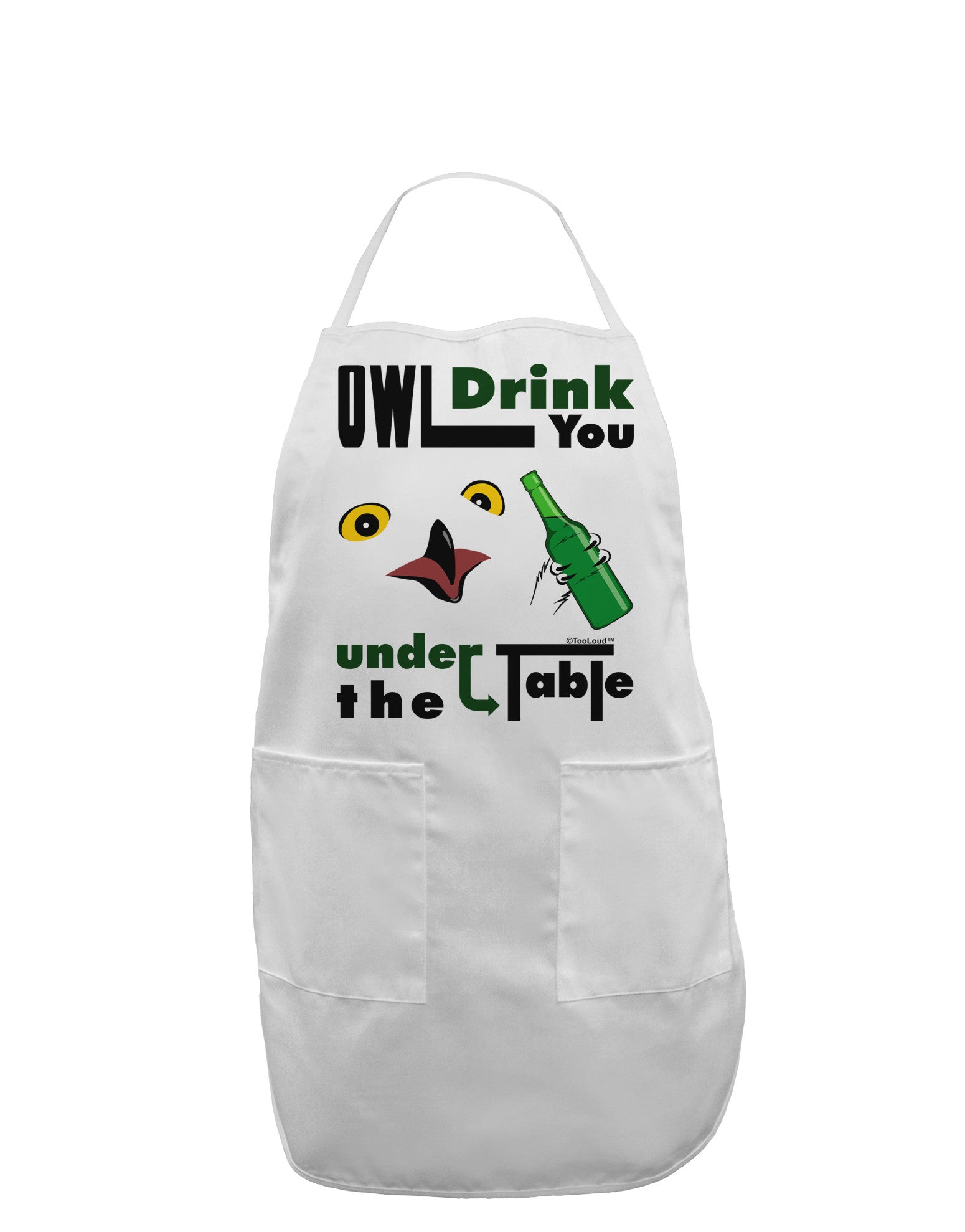 Owl Drink You Under the Table Adult Apron-Bib Apron-TooLoud-White-One-Size-Davson Sales