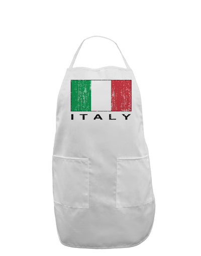 Italian Flag - Italy Text Distressed Adult Apron by TooLoud-Bib Apron-TooLoud-White-One-Size-Davson Sales