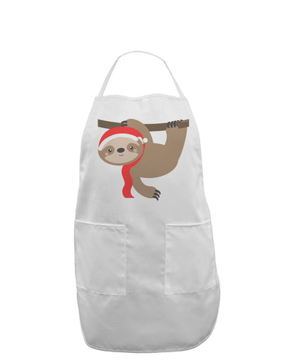 Cute Christmas Sloth with Santa Hat Adult Apron-Bib Apron-TooLoud-White-One-Size-Davson Sales