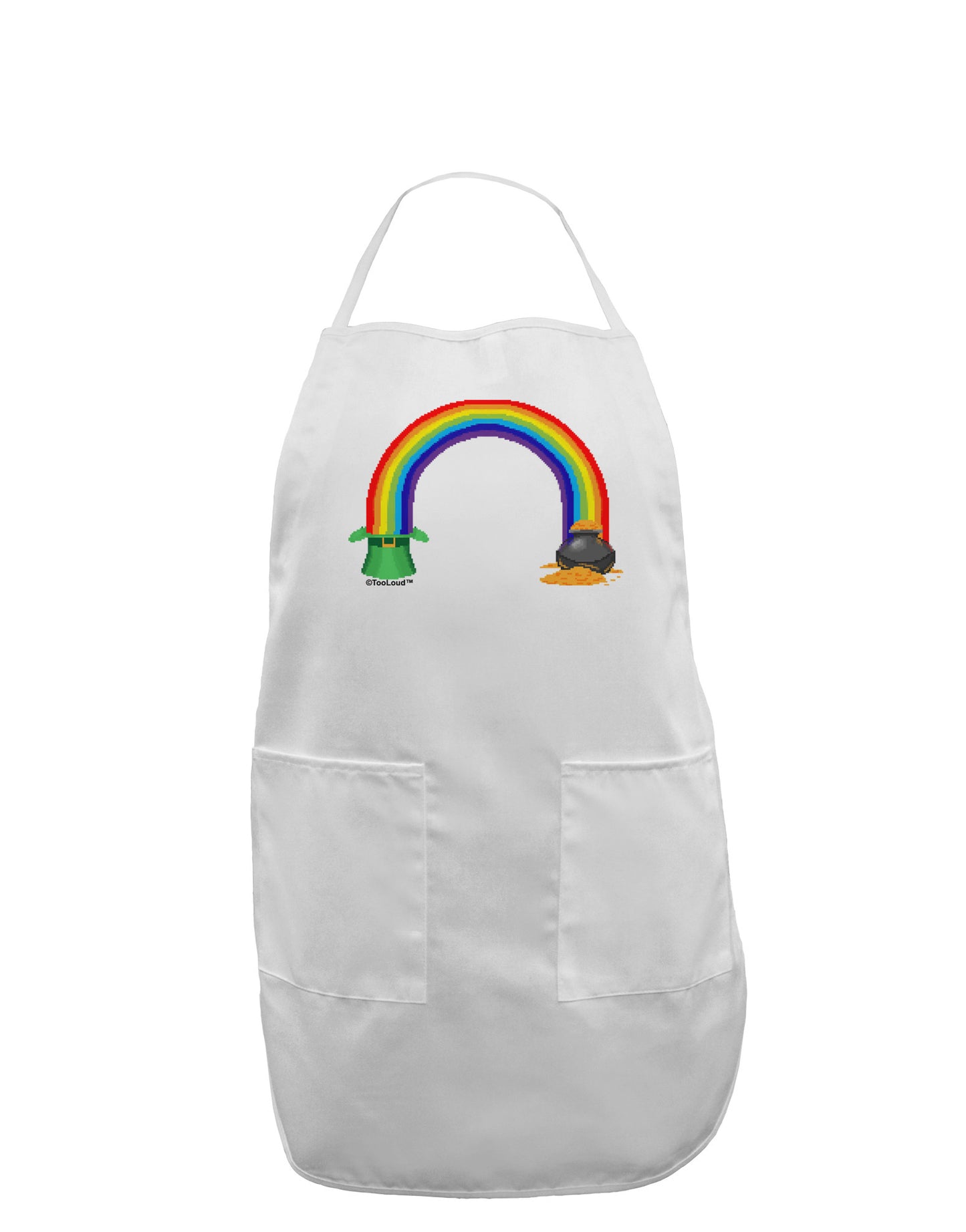 Pixel Pot of Gold Adult Apron-Bib Apron-TooLoud-White-One-Size-Davson Sales