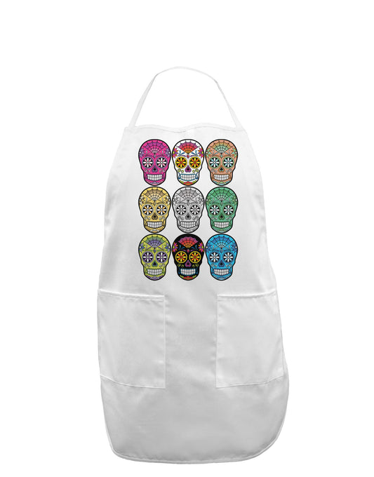 Dia de los Muertos Calaveras Sugar Skulls Adult Apron-Bib Apron-TooLoud-White-One-Size-Davson Sales