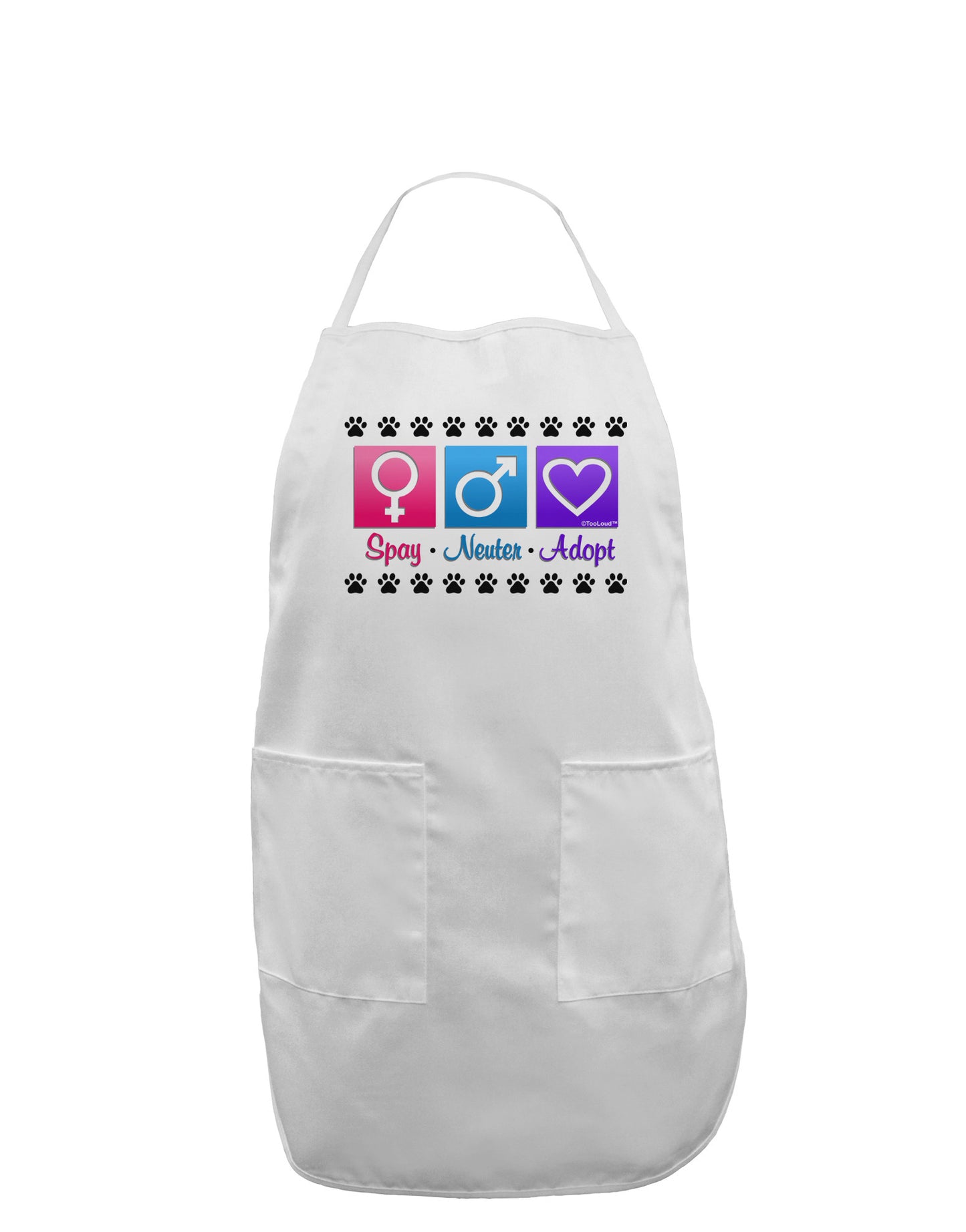 Spay Neuter Adopt Adult Apron-Bib Apron-TooLoud-White-One-Size-Davson Sales