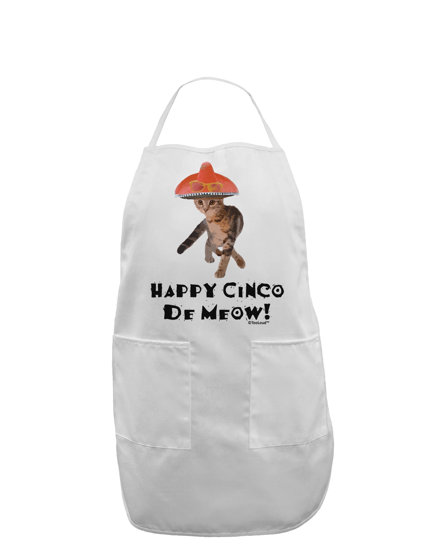 Cat with Pink Sombrero - Happy Cinco de Meow Adult Apron by TooLoud-Bib Apron-TooLoud-White-One-Size-Davson Sales