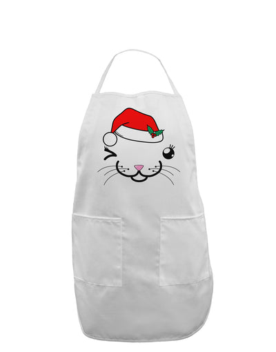 Kyu-T Face Kattia Santa Hat Girl Cat Adult Apron-Bib Apron-TooLoud-White-One-Size-Davson Sales