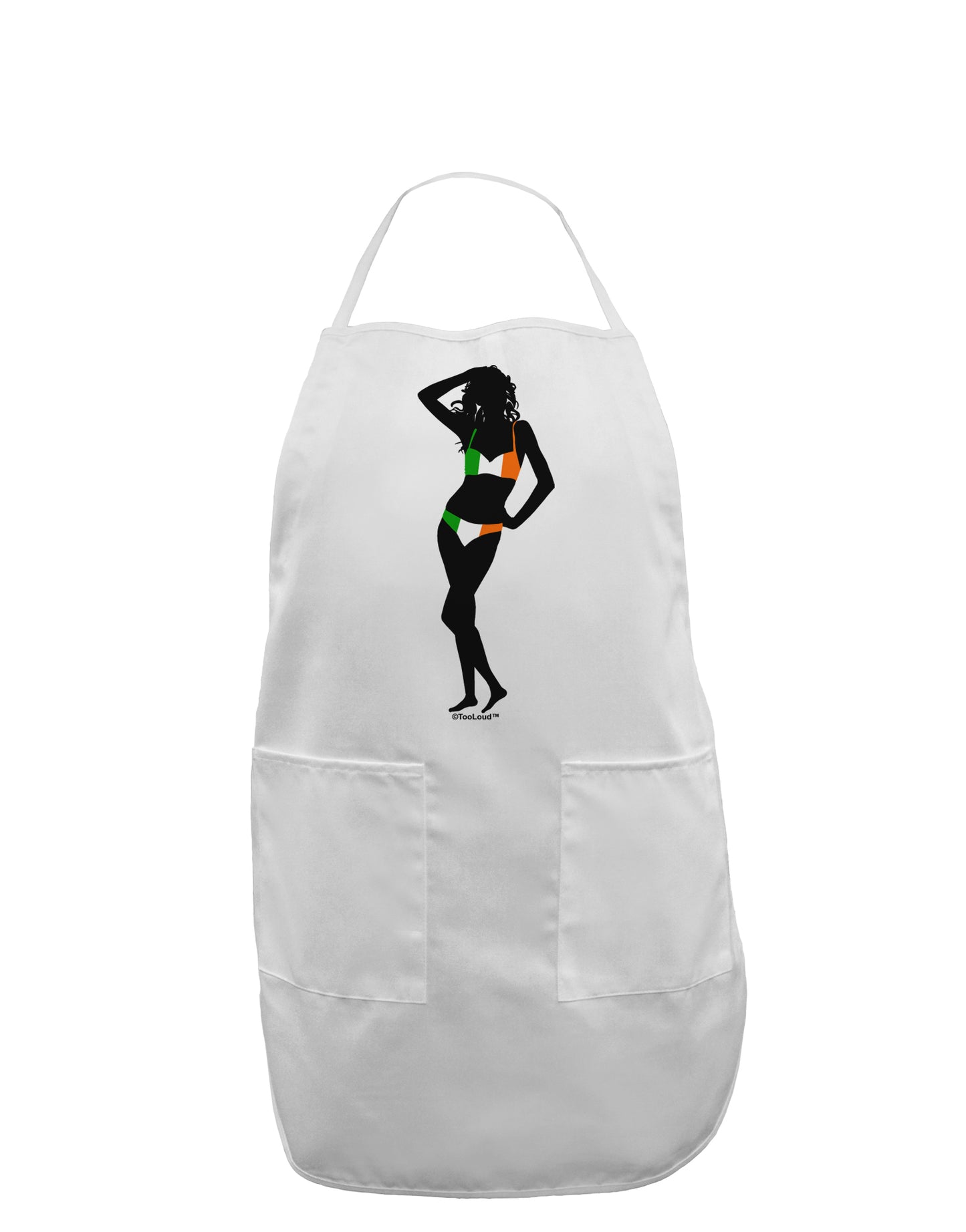 Irish Flag Bikini Shadow Adult Apron by TooLoud-Bib Apron-TooLoud-White-One-Size-Davson Sales