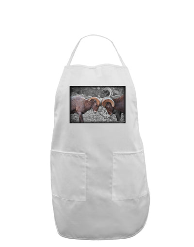 CO Bighorn Head Butt Desaturated Adult Apron-Bib Apron-TooLoud-White-One-Size-Davson Sales