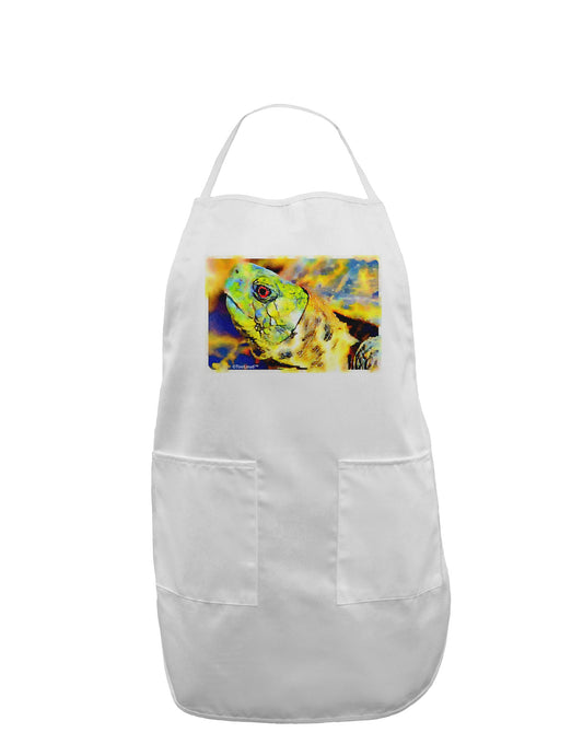 Menacing Turtle Watercolor Adult Apron-Bib Apron-TooLoud-White-One-Size-Davson Sales