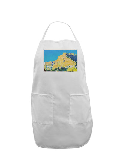 Colorado Snowy Mtns WaterColor Adult Apron-Bib Apron-TooLoud-White-One-Size-Davson Sales