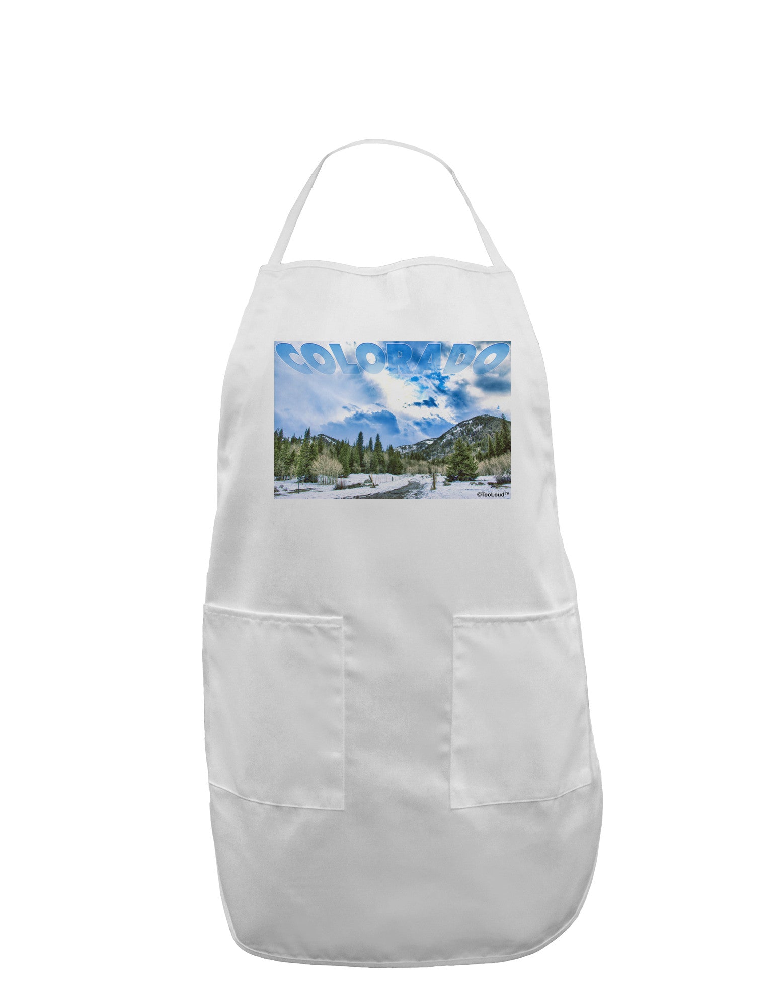El Dora CO with Text Adult Apron-Bib Apron-TooLoud-White-One-Size-Davson Sales