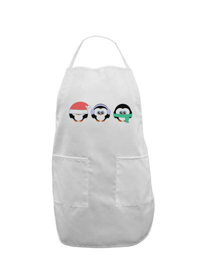 Christmas Penguins See No Evil Hear No Evil Speak No Evil Adult Apron-Bib Apron-TooLoud-White-One-Size-Davson Sales