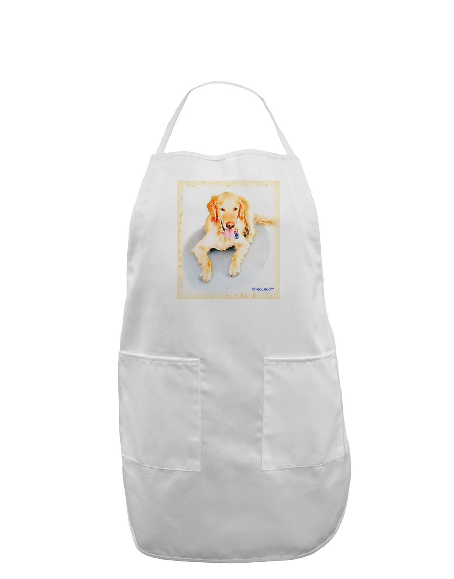 Laying Retriever Watercolor Adult Apron-Bib Apron-TooLoud-White-One-Size-Davson Sales