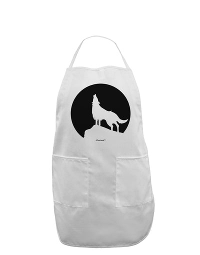 Wolf Howling at the Moon - Design #1 Adult Apron by TooLoud-Bib Apron-TooLoud-White-One-Size-Davson Sales