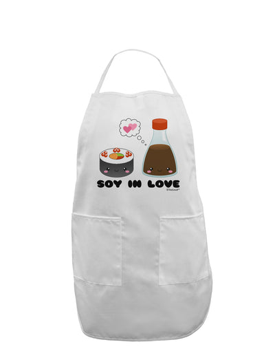 Cute Sushi and Soy Sauce - Soy In Love Adult Apron by TooLoud-Bib Apron-TooLoud-White-One-Size-Davson Sales