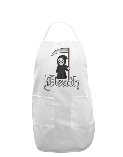 Cute Grim Reaper - Death Text Adult Apron-Bib Apron-TooLoud-White-One-Size-Davson Sales