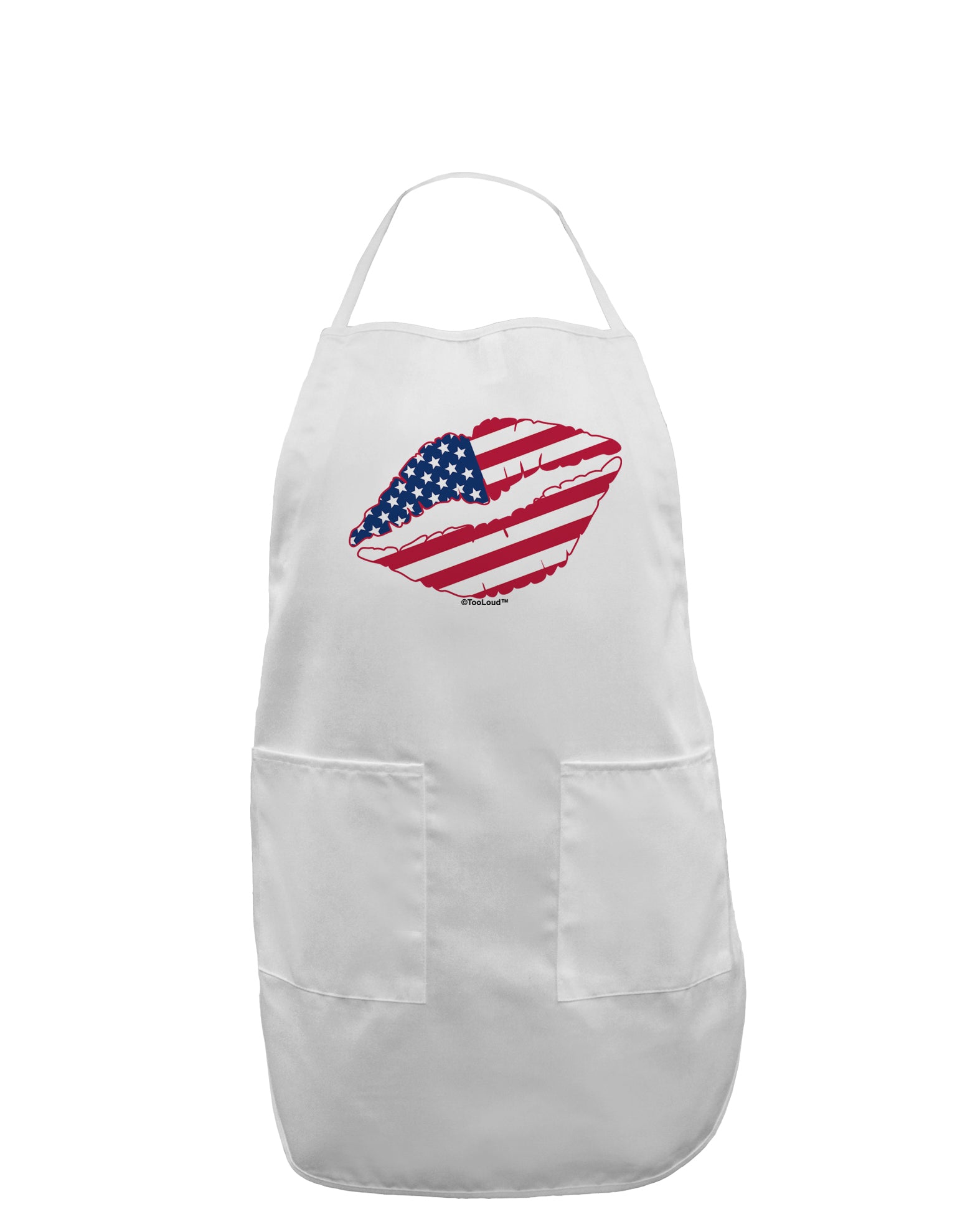 American Flag Lipstick Adult Apron-Bib Apron-TooLoud-White-One-Size-Davson Sales