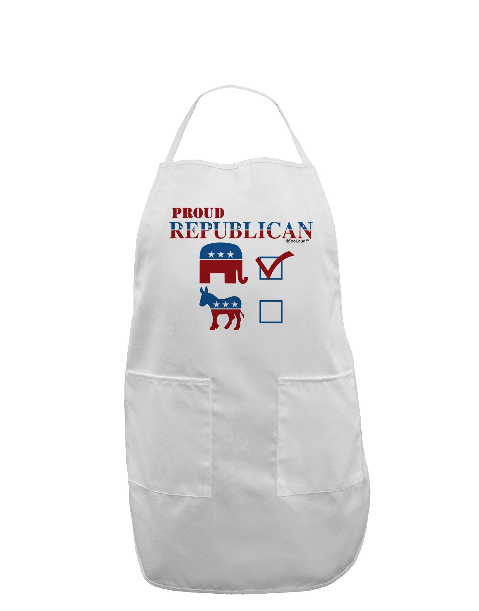 Proud Republican Checkmark Adult Apron-Bib Apron-TooLoud-White-One-Size-Davson Sales