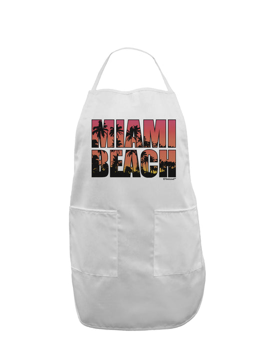 Miami Beach - Sunset Palm Trees Adult Apron by TooLoud-Bib Apron-TooLoud-White-One-Size-Davson Sales