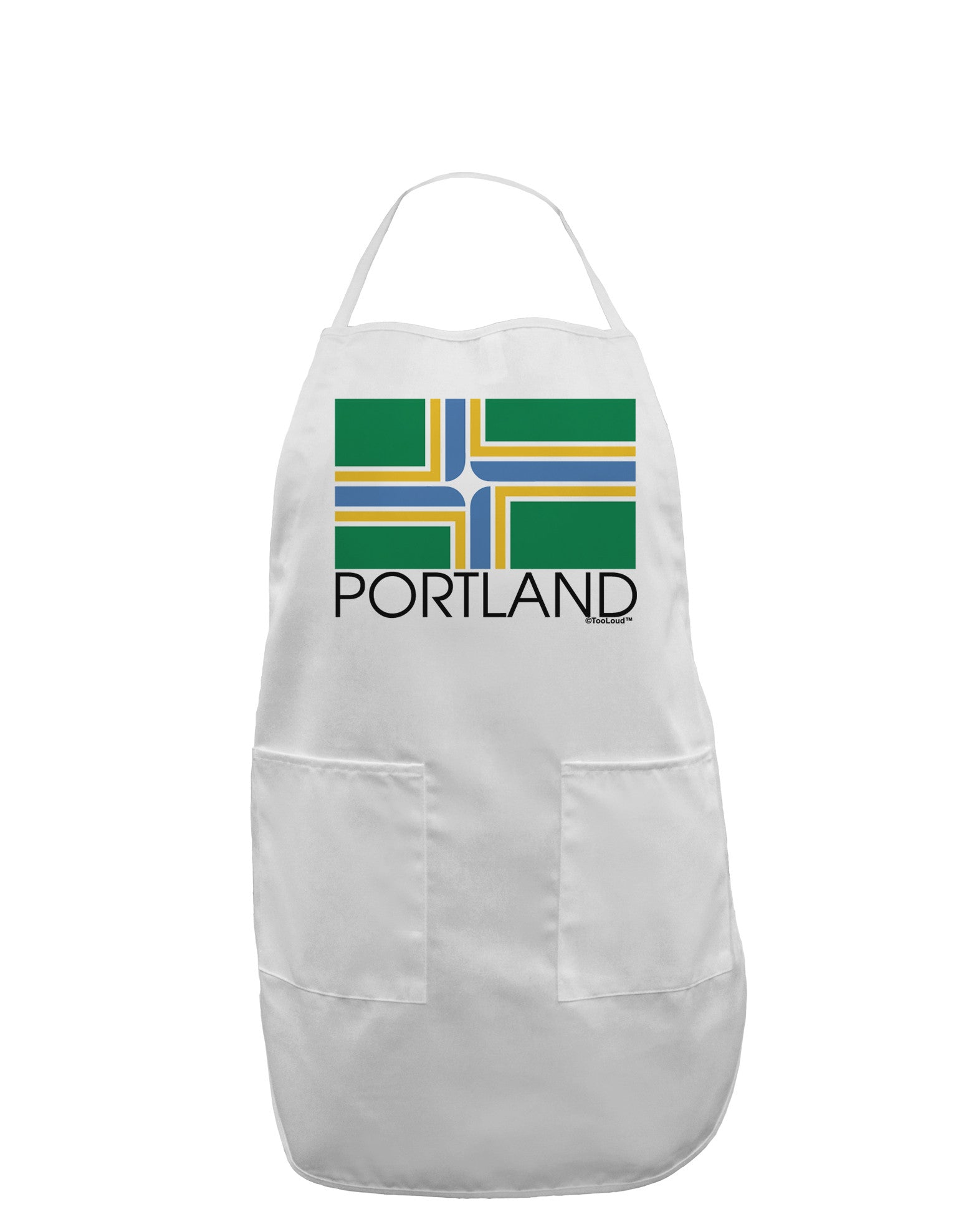 Portland Oregon Flag Text Adult Apron-Bib Apron-TooLoud-White-One-Size-Davson Sales