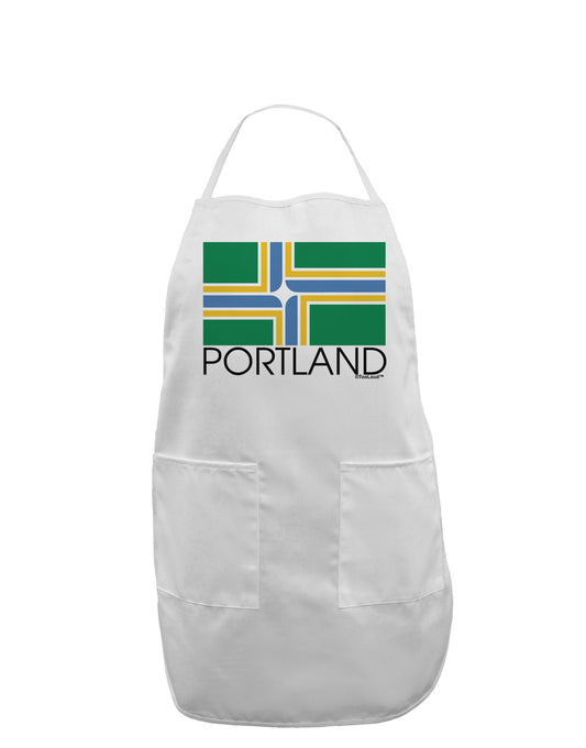 Portland Oregon Flag Text Adult Apron-Bib Apron-TooLoud-White-One-Size-Davson Sales