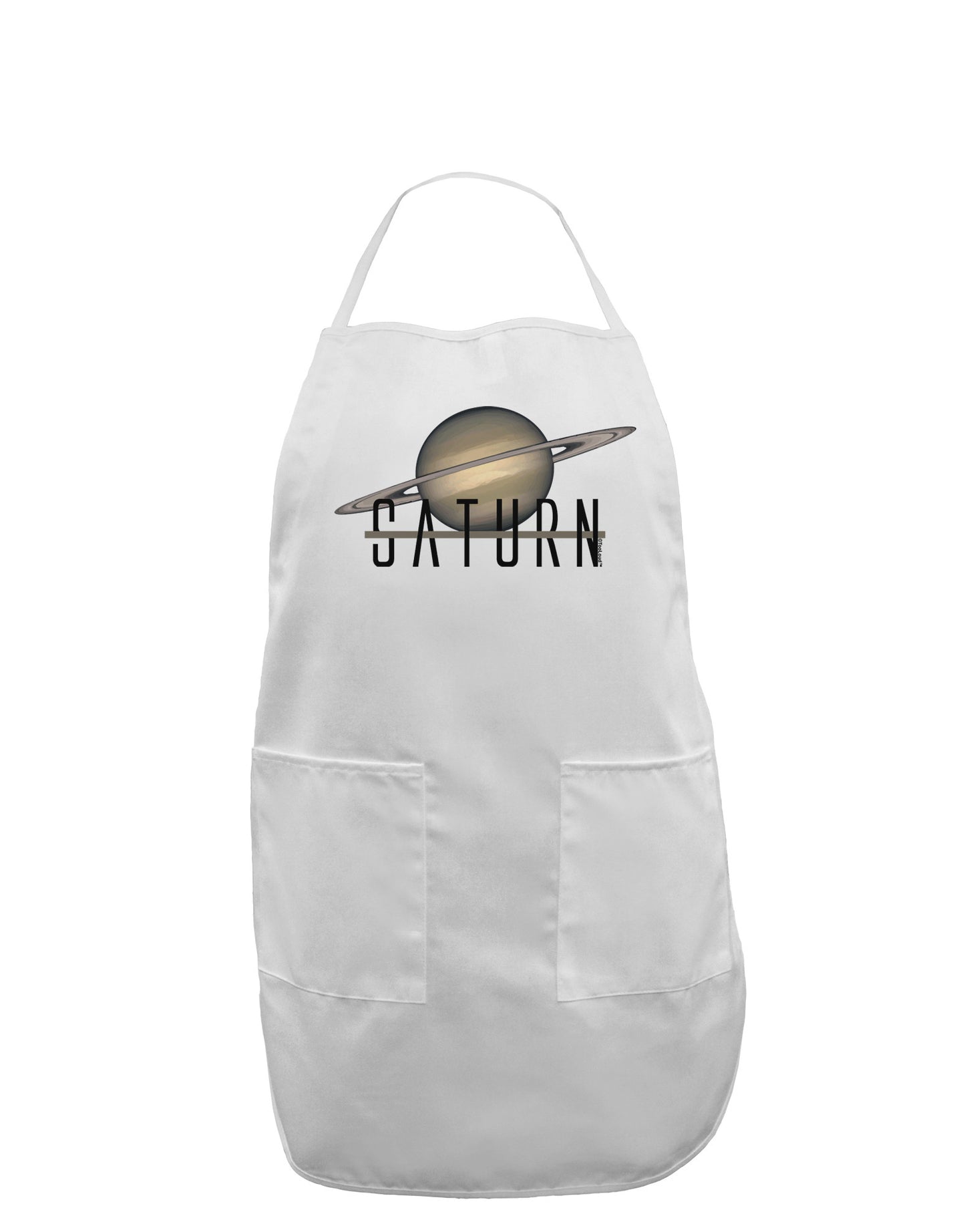 Planet Saturn Text Adult Apron-Bib Apron-TooLoud-White-One-Size-Davson Sales