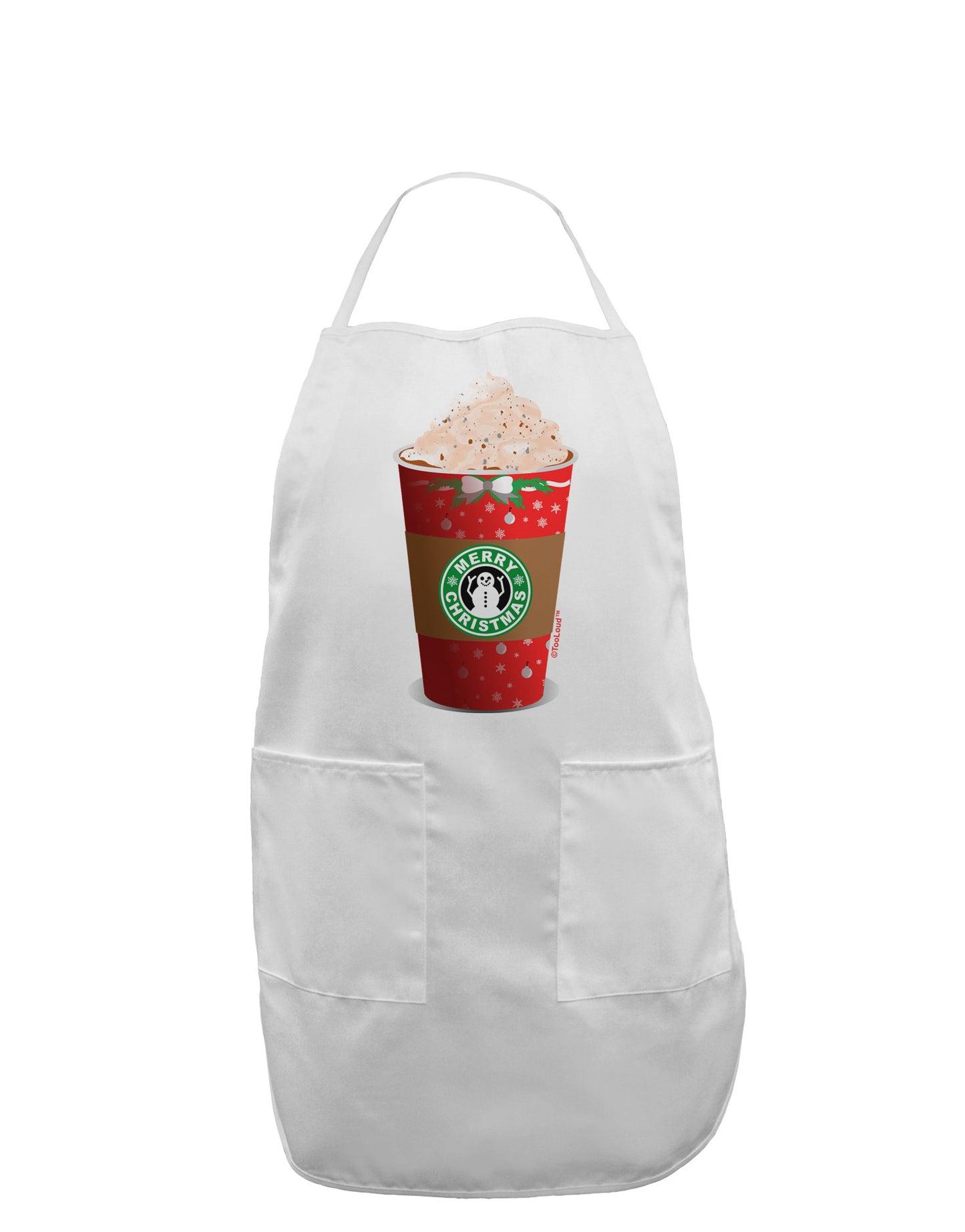 Merry Christmas Latte Cup Adult Apron-Bib Apron-TooLoud-White-One-Size-Davson Sales